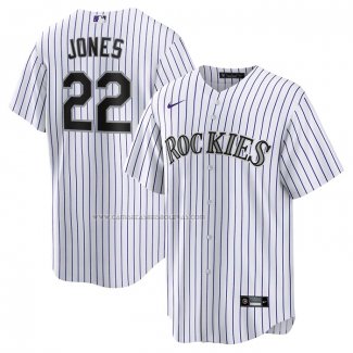 Camiseta Beisbol Hombre Colorado Rockies Nolan Jones Primera Replica Blanco