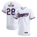 Camiseta Beisbol Hombre Texas Rangers Jonah Heim 2024 Oro Collection Elite Blanco