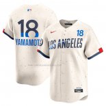 Camiseta Beisbol Hombre Los Angeles Dodgers Yoshinobu Yamamoto 2024 City Connect Limited Crema