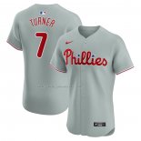Camiseta Beisbol Hombre Philadelphia Phillies Trea Turner Road Elite Gris