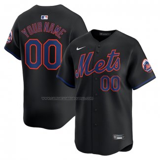 Camiseta Beisbol Hombre New York Mets Alterno Limited Personalizada Negro