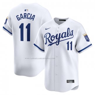 Camiseta Beisbol Hombre Kansas City Royals Maikel Garcia Primera Limited Blanco