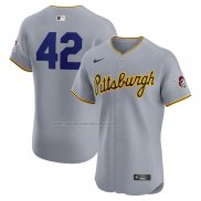 Camiseta Beisbol Hombre Pittsburgh Pirates Road 2024 Jackie Robinson Day Elite Gris