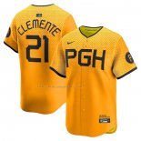 Camiseta Beisbol Hombre Pittsburgh Pirates Roberto Clemente City Connect Limited Oro