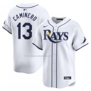 Camiseta Beisbol Hombre Tampa Bay Rays Junior Caminero Primera Limited Blanco