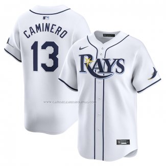 Camiseta Beisbol Hombre Tampa Bay Rays Junior Caminero Primera Limited Blanco