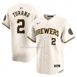 Camiseta Beisbol Hombre Milwaukee Brewers Brice Turang Primera Limited Crema
