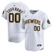 Camiseta Beisbol Hombre Milwaukee Brewers Alterno Limited Personalizada Blanco