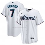 Camiseta Beisbol Hombre Miami Marlins Tim Anderson Primera Replica Blanco