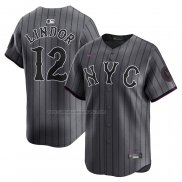 Camiseta Beisbol Hombre New York Mets Francisco Lindor 2024 City Connect Limited Grafito