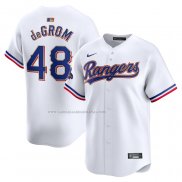 Camiseta Beisbol Hombre Texas Rangers Jacob deGrom 2024 Oro Collection Limited Blanco