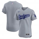 Camiseta Beisbol Hombre Los Angeles Dodgers Alterno Vapor Premier Elite Patch Gris