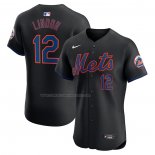 Camiseta Beisbol Hombre New York Mets Francisco Lindor Alterno Elite Negro