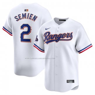 Camiseta Beisbol Hombre Texas Rangers Marcus Semien 2024 Oro Collection Limited Blanco